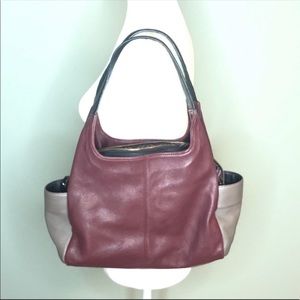 Perlina tri color, multi pocket leather bag